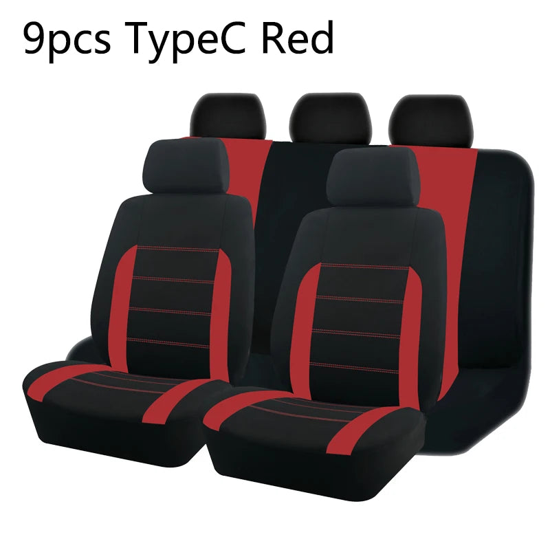 AUTO PLUS Juego de fundas de asiento de coche de poliéster, universales, deportivas, se ajustan a la mayoría de coches, de tela lisa, Bicolor, elegantes accesorios de coche, Protector de asiento