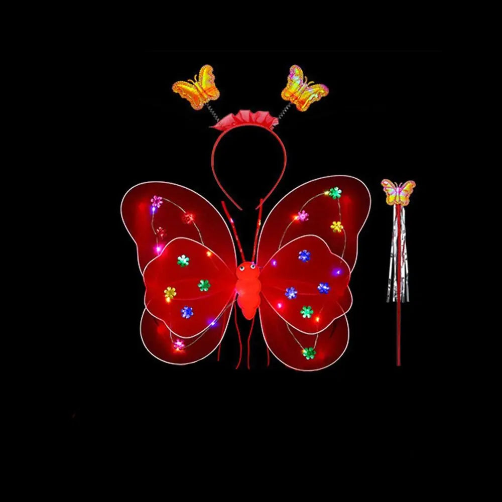 Kids Girls LED Costume Accessories Angel Skirts Luminous Wings 