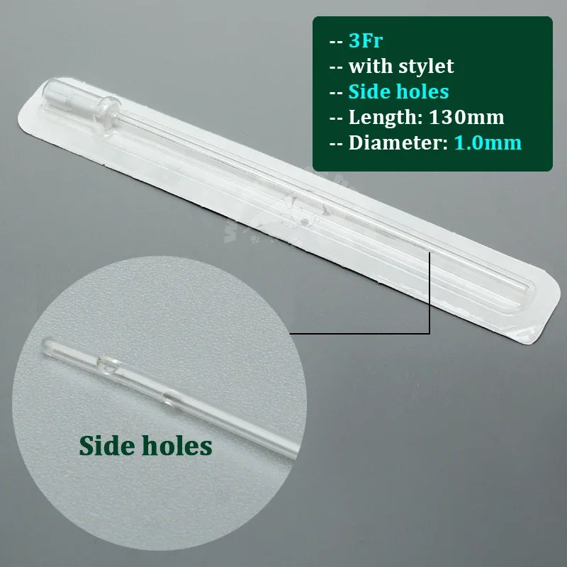 Catéter para gatos con Stylet 3Fr, Agujero final 4Fr, agujeros laterales, catéteres para gatos urinarios veterinarios