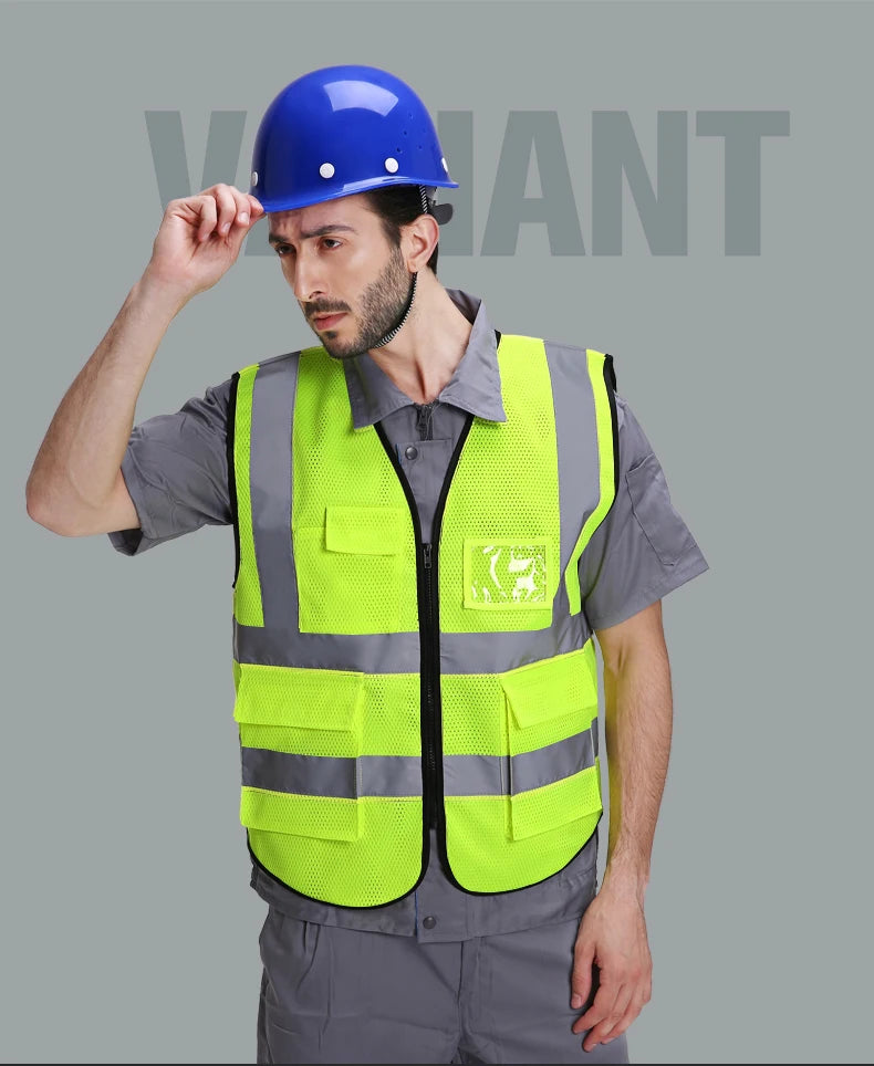 Chaleco de seguridad de malla para hombres, chaleco reflectante para motocicleta