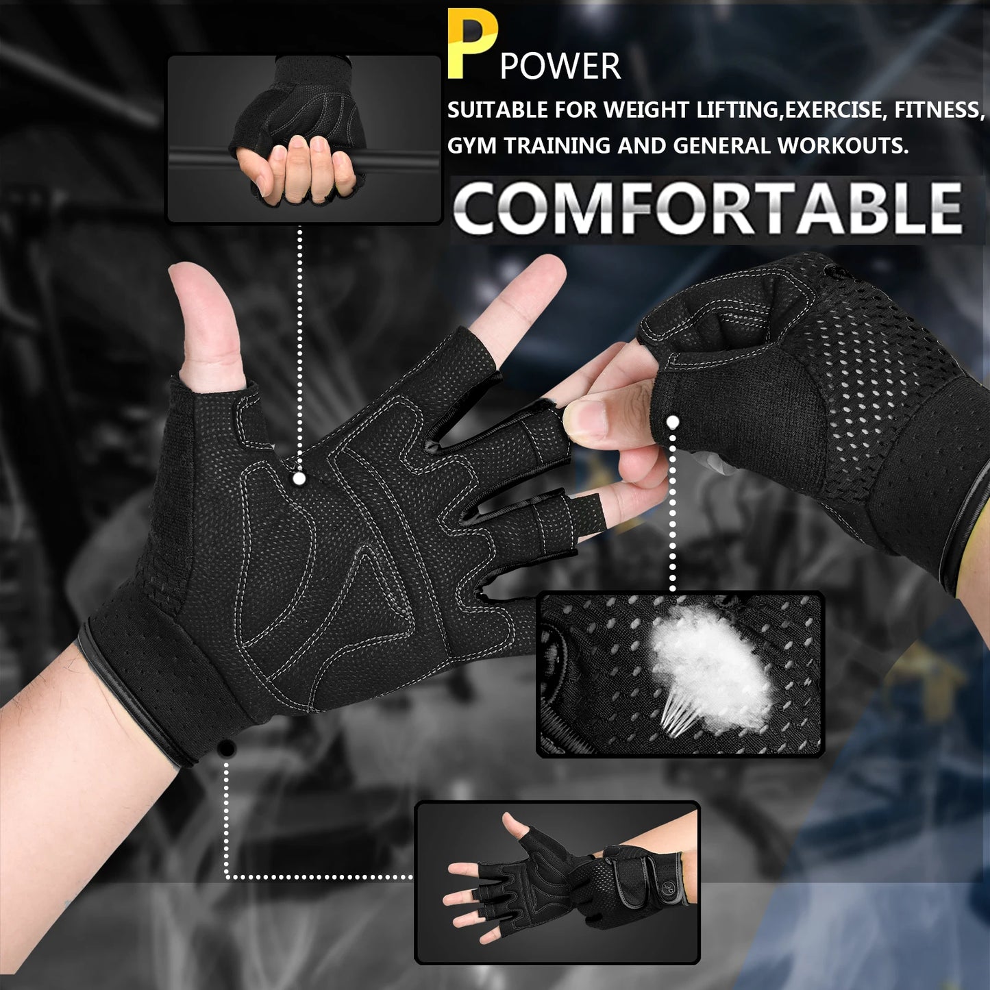 MOREOK-guantes de gimnasio antideslizantes para hombre, almohadillas de 3MM para entrenamiento de fuerza, levantamiento de pesas, Kettlebell, ejercicio, Fitness