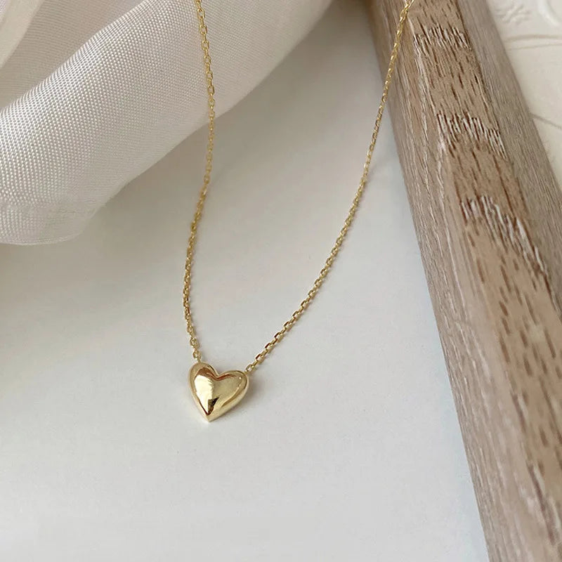 Collar de plata de ley 925 con colgante de corazón brillante para mujer, chapad
