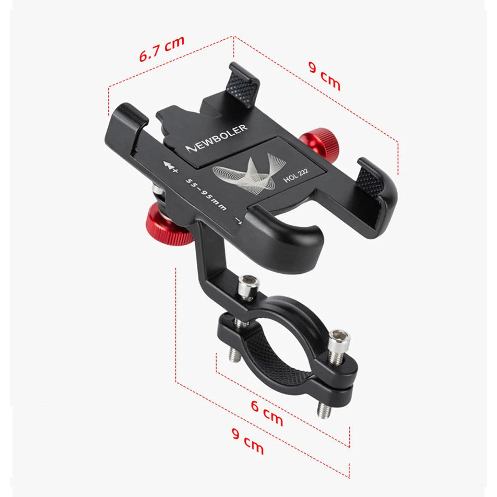 NEWBOLER MTB soporte de montaje de teléfono soporte de bicicleta 360 ° giratorio de aluminio ajustable soporte de teléfono de bicicleta antideslizante ciclismo Bracke