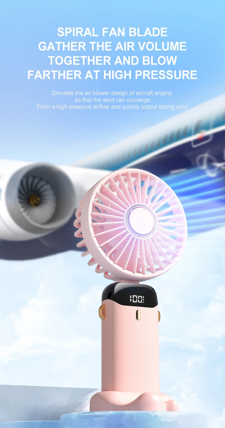 Mini USB Handheld Fan Portable Folding Neck Hanging Fan 