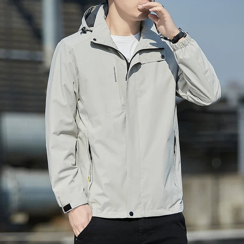 Men's Plush Waterproof Jacket Casual Windproof Cotton Coat 