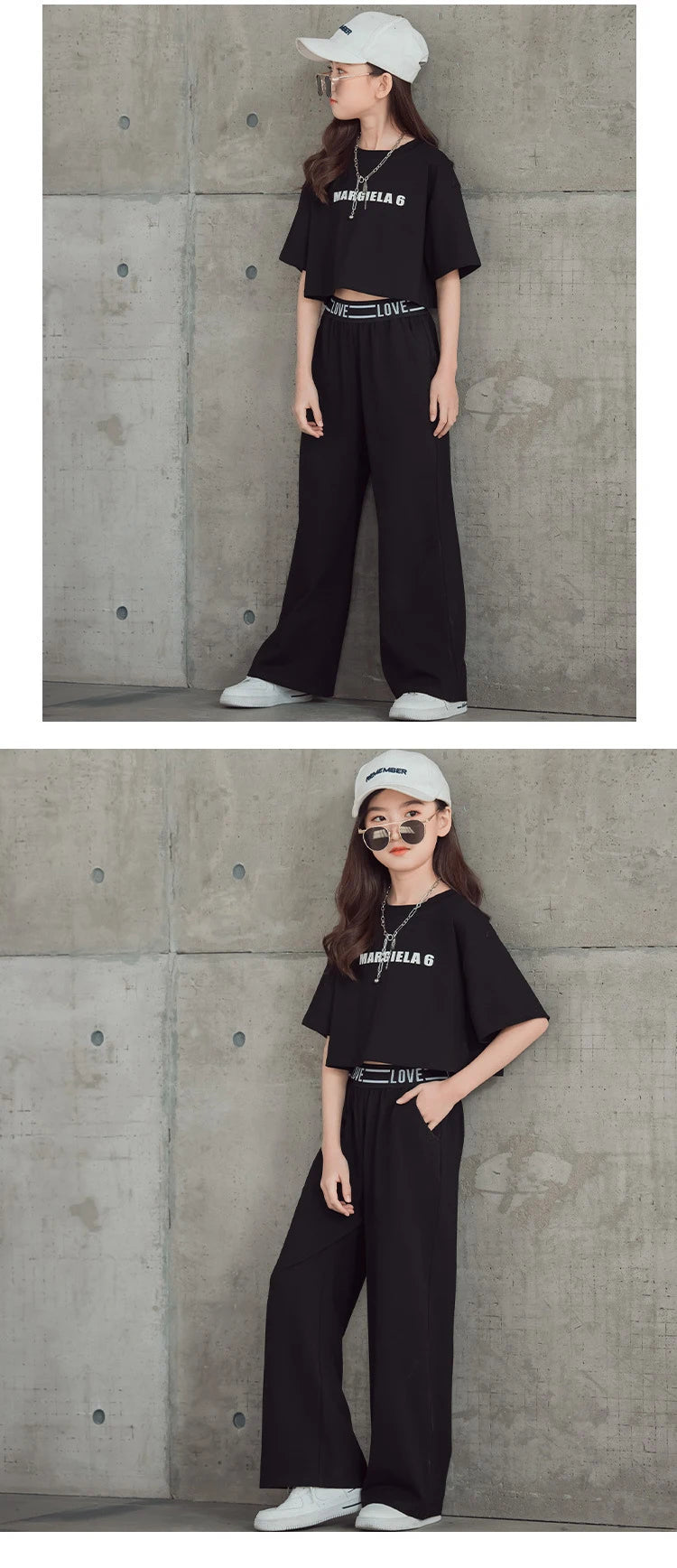 Teenage Girls Summer Clothing Sets Letter Tops and Pant 