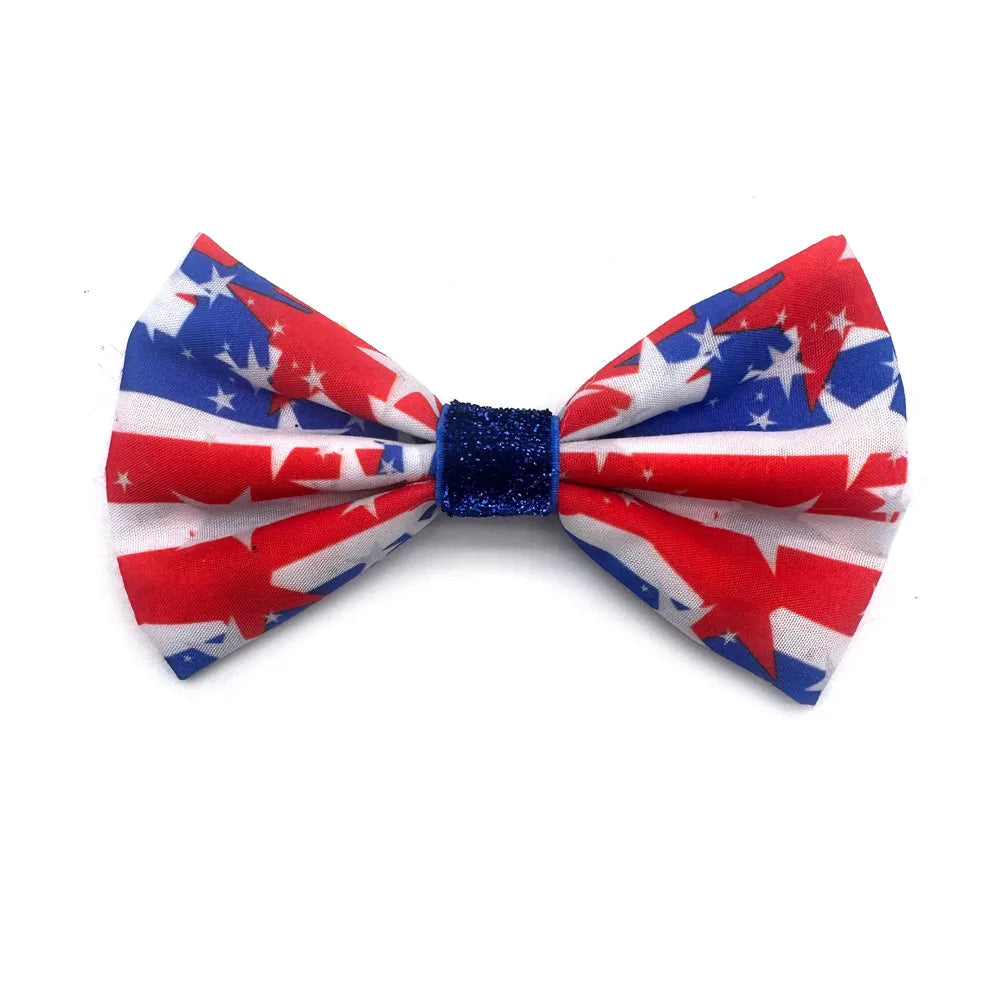 50/100 Pcs Pet Collar Bow Slip-On Dog Bows 4th of July sum 