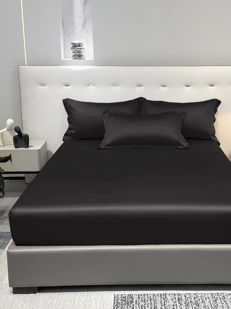 Ice Silk Bedspread Black Satin Color Bedspread for Men and Women 