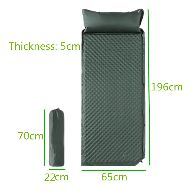 Colchoneta inflable para acampar, colchón de autoinflado, grueso, empalmado, ti