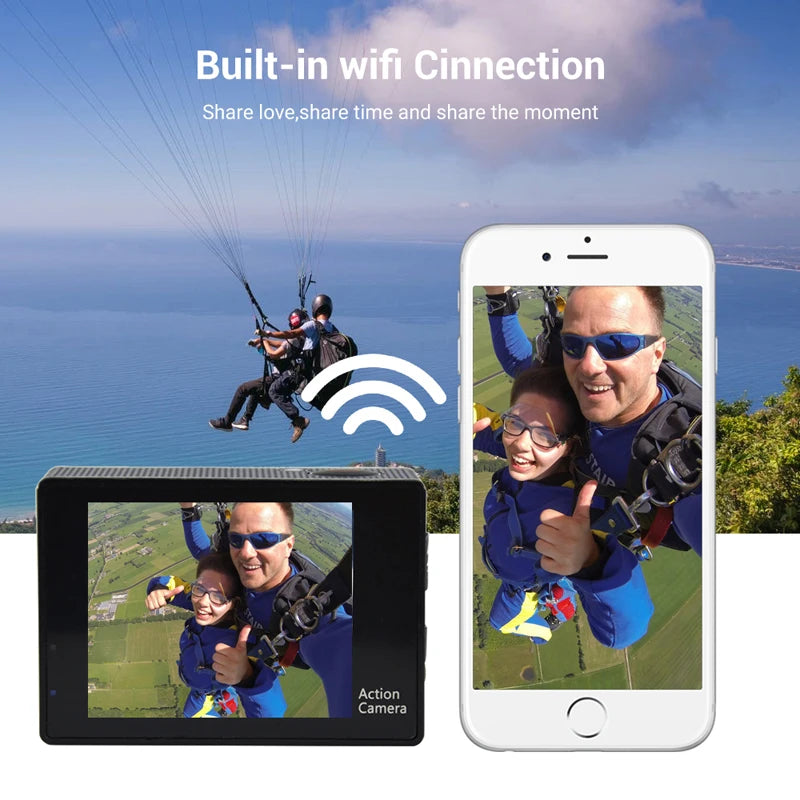 Cámara de Acción 4K 1080P/30FPS WiFi 2,0 "170D, videocámara subacuática