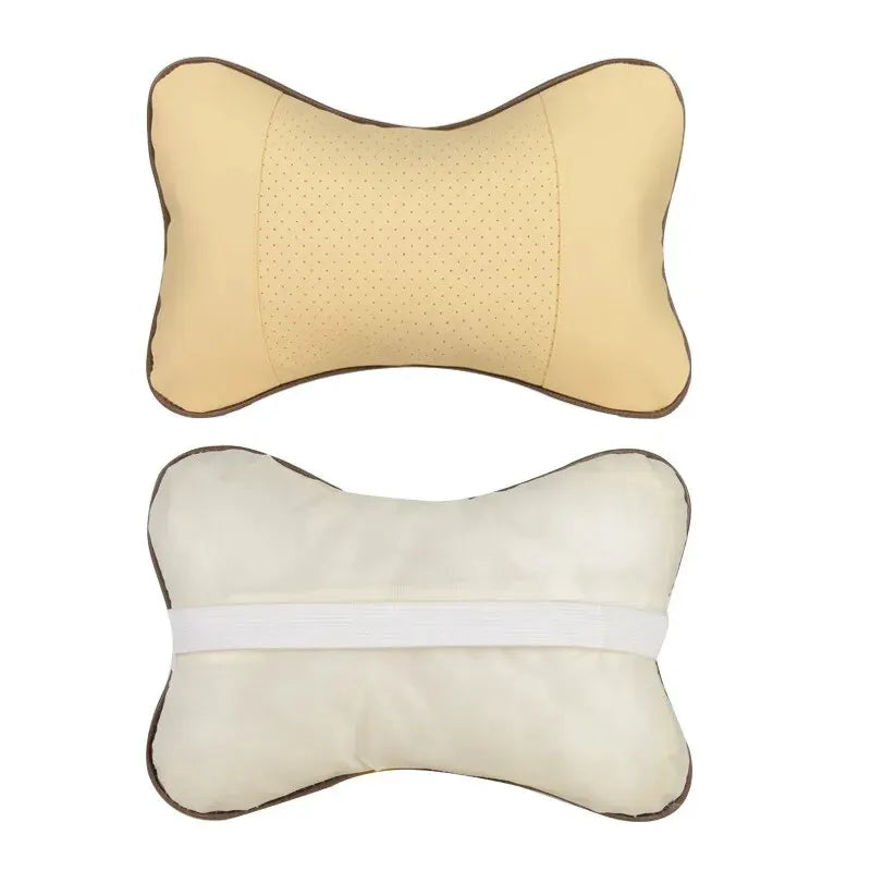 Almohadas universales de cuero Pu para el cuello del coche, reposacabezas para aliviar el dolor de cabeza, relleno de fibra, paquete de 1 piezas