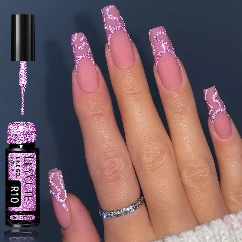 LILYCUTE-esmalte de uñas de Gel UV brillante, pintura de uñas semipermanente francesa, brillante, dorado champán, 5ML