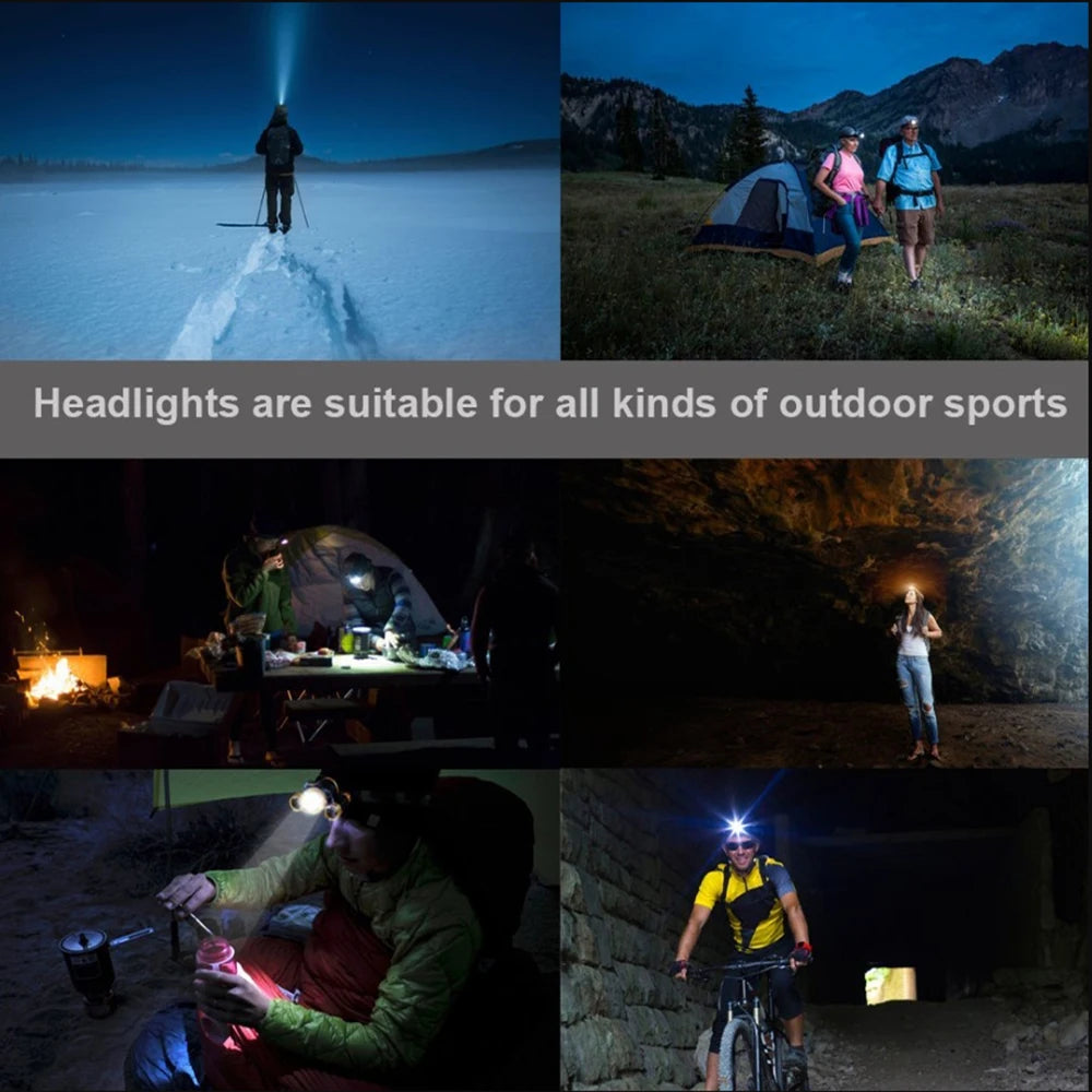 Rechargeable Super Bright LED Headlamp with COB XPE Beads and Back Magnet
