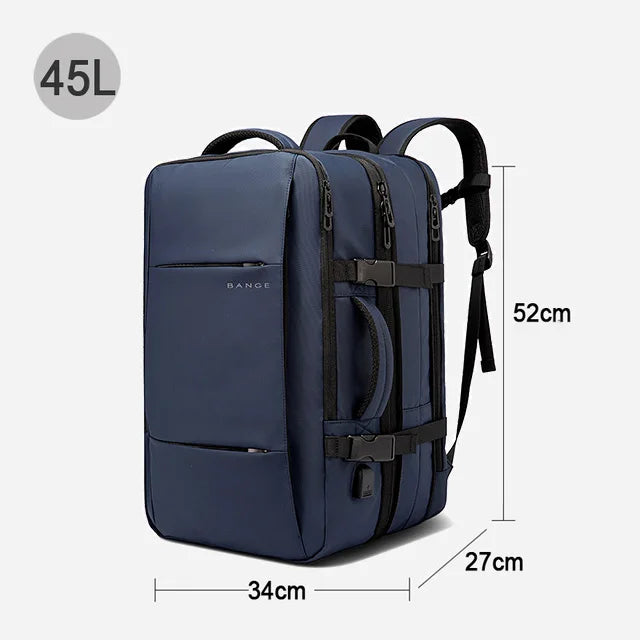 BANGE-mochila de viaje para hombre, morral de negocios expandible con USB, de gran capacidad, resistente al agua, para ordenador portátil, 17,3