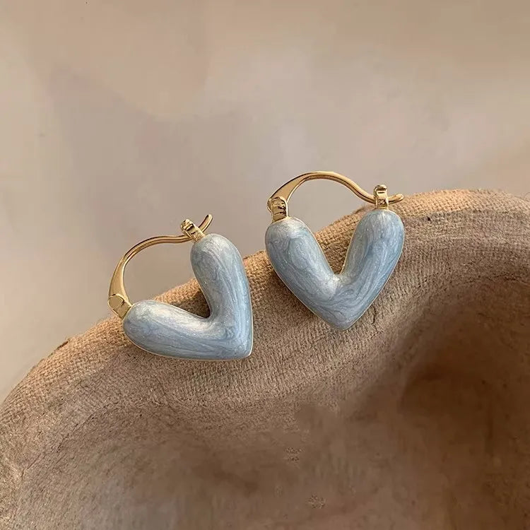 Pendientes de tuerca con forma de corazón para mujer, aretes colgantes de amor,