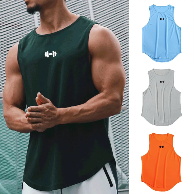 Camiseta sin mangas de verano para hombre, ropa de entrenamiento de Fitness, secado rápido, ajustada, culturismo, chaleco de baloncesto a la moda