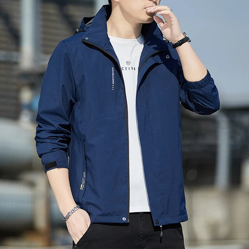 Men's Plush Waterproof Jacket Casual Windproof Cotton Coat 