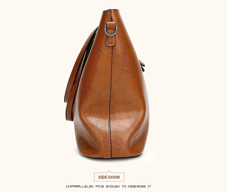 Bolsos de hombro de cuero con cera de aceite para mujer, bolso cruzado Vintage,