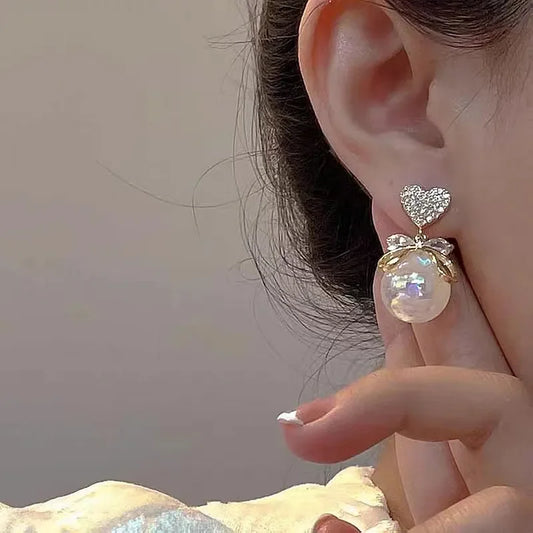 Pendientes de tuerca con forma de corazón para mujer, aretes colgantes de amor,