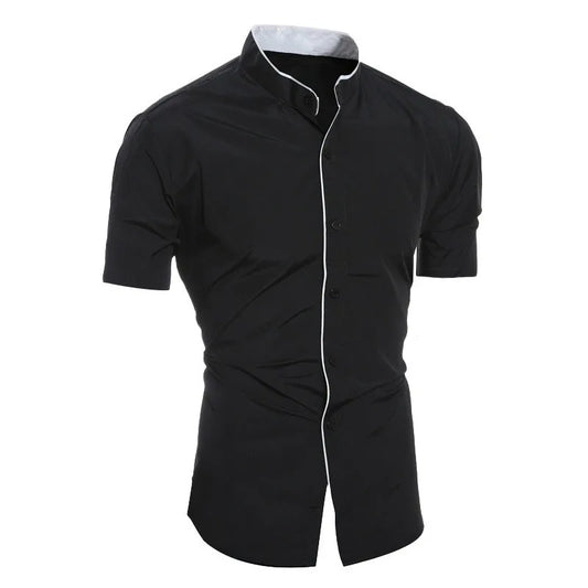 Camisa de manga corta para hombre, camisa informal de color sólido, nueva