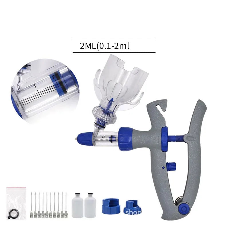 Jeringa continua veterinaria automática para animales, pollo, vaca, inyección ajustable, vacuna, cerdo, oveja, aves de corral, 2ml /5ml