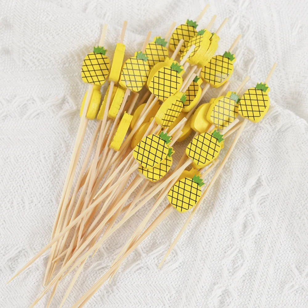 Disposable bamboo food pieces pineapple dessert fruit sticks f 