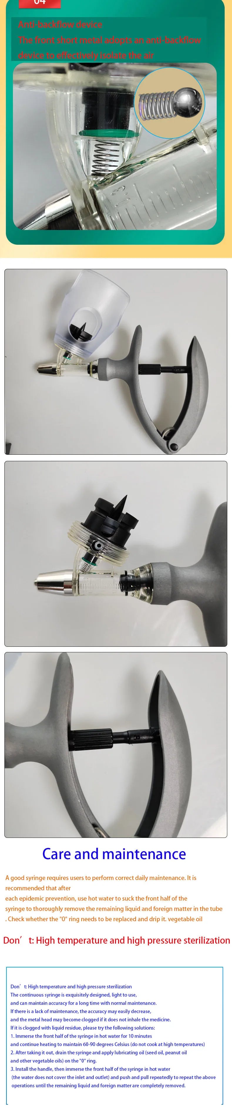 Jeringa continua veterinaria automática para animales, pollo, vaca, inyección ajustable, vacuna, cerdo, oveja, aves de corral, 2ml /5ml
