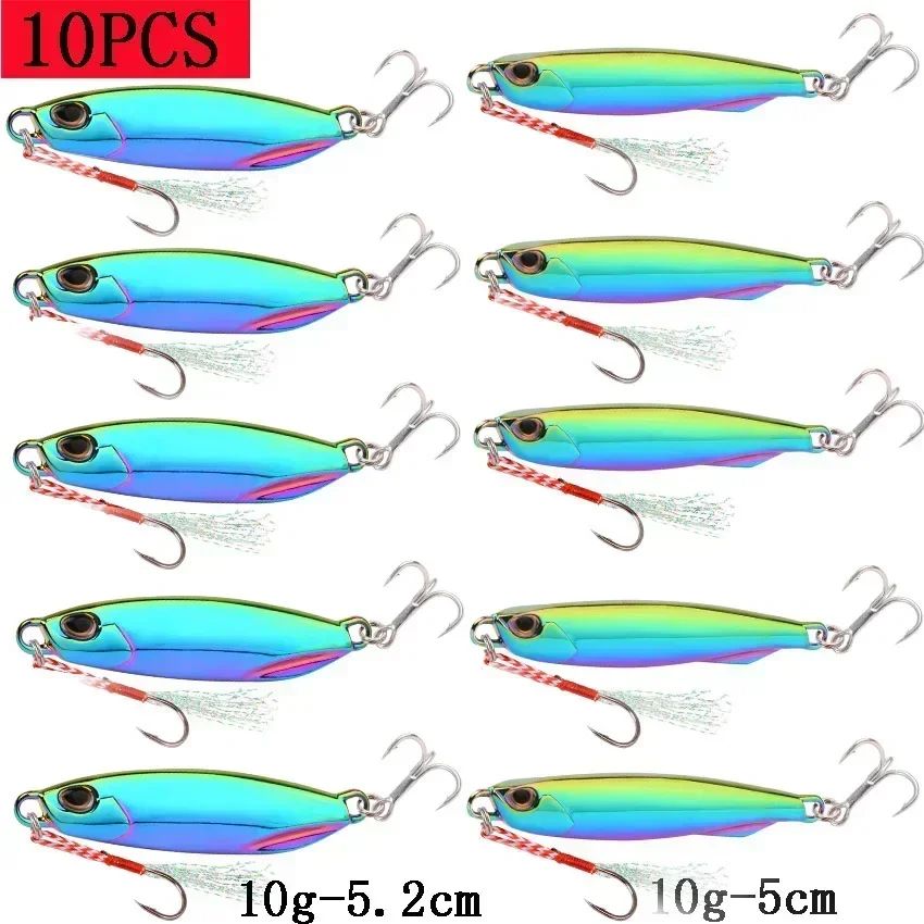 Juego de Señuelos de Pesca, 10 Uds., plantillas de 20G, 30G, 40G, Jigbait, señuelo de Pesca chapado en plata, señuelos fundidos en la orilla, cebo de Metal, señuelo de Pesca Artificial