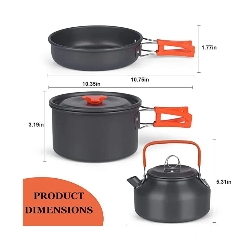 Juego de utensilios de cocina para acampada, equipo de aluminio para exteriores,