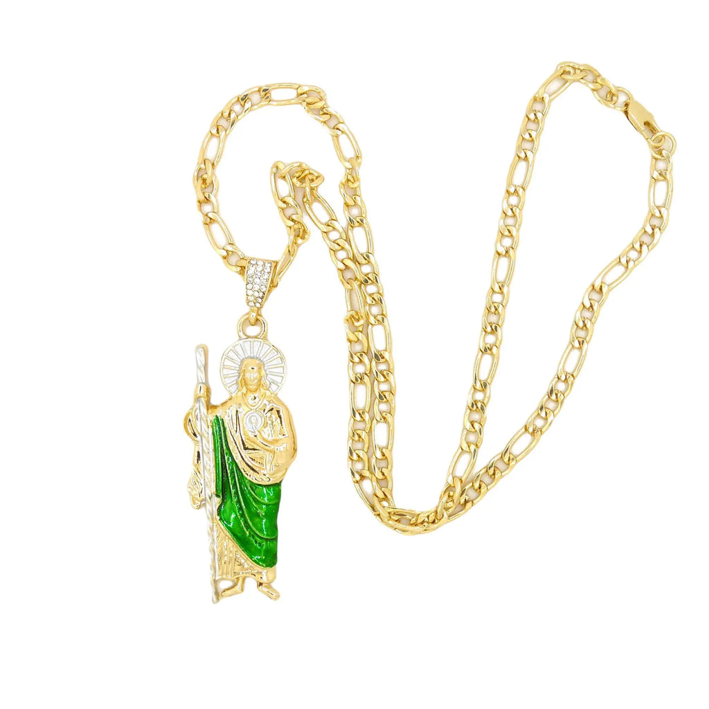 Collar de San Judas chapado en oro de 14 quilates, colgante de Saint Jude, caden