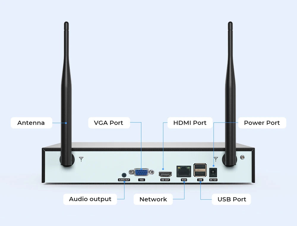 H.view-cámara de seguridad inalámbrica con Wifi, Kit de videovigilancia NVR para interior y exterior, Audio bidireccional, 8 canales, 5MP, Xmeye