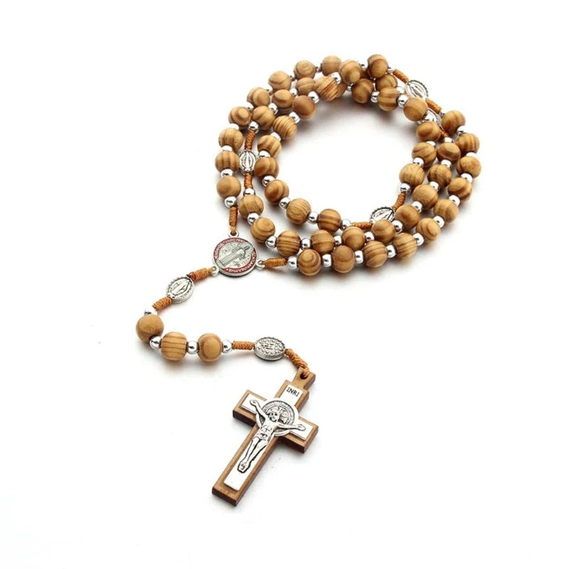 KX4B Religious Rosary Prayer Necklace for Men Women Madam Beads 