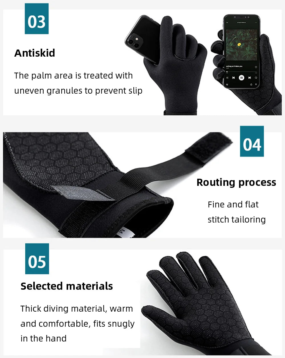 Diving Surfing Gloves Wetsuit Thermal Non-Slip Flexibl 