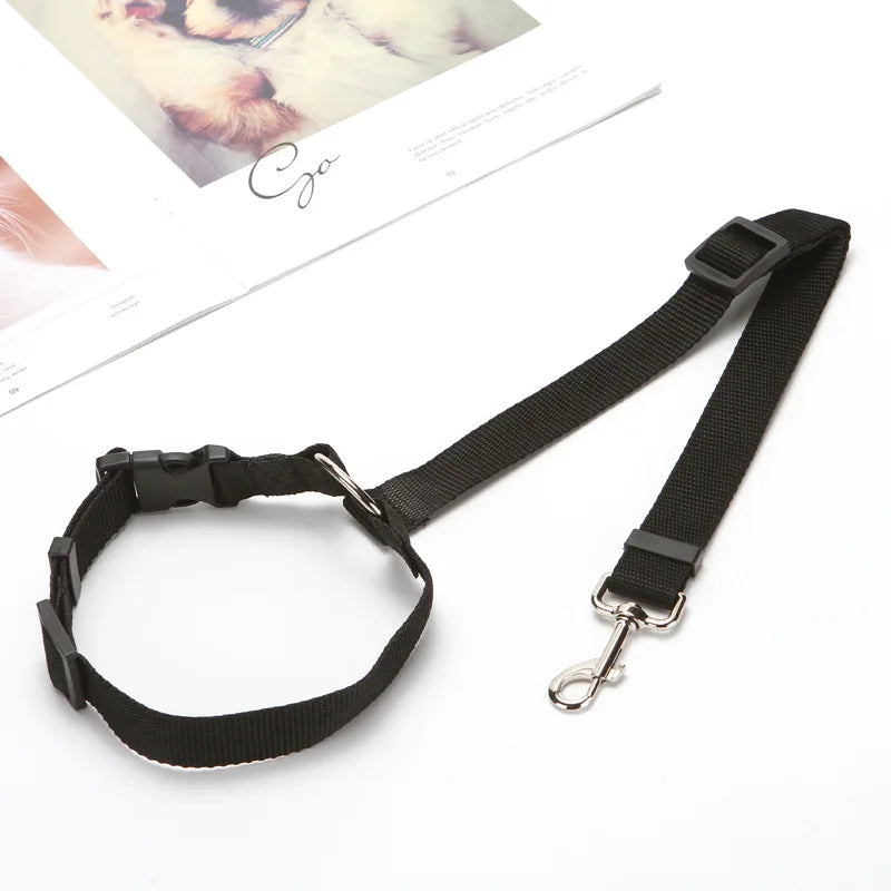 Cinturón de seguridad de coche para mascotas, correa de plomo de nailon, cinturón de seguridad de asiento trasero, Collar de arnés ajustable para perros, accesorios para mascotas, Color sólido, 2 en 1