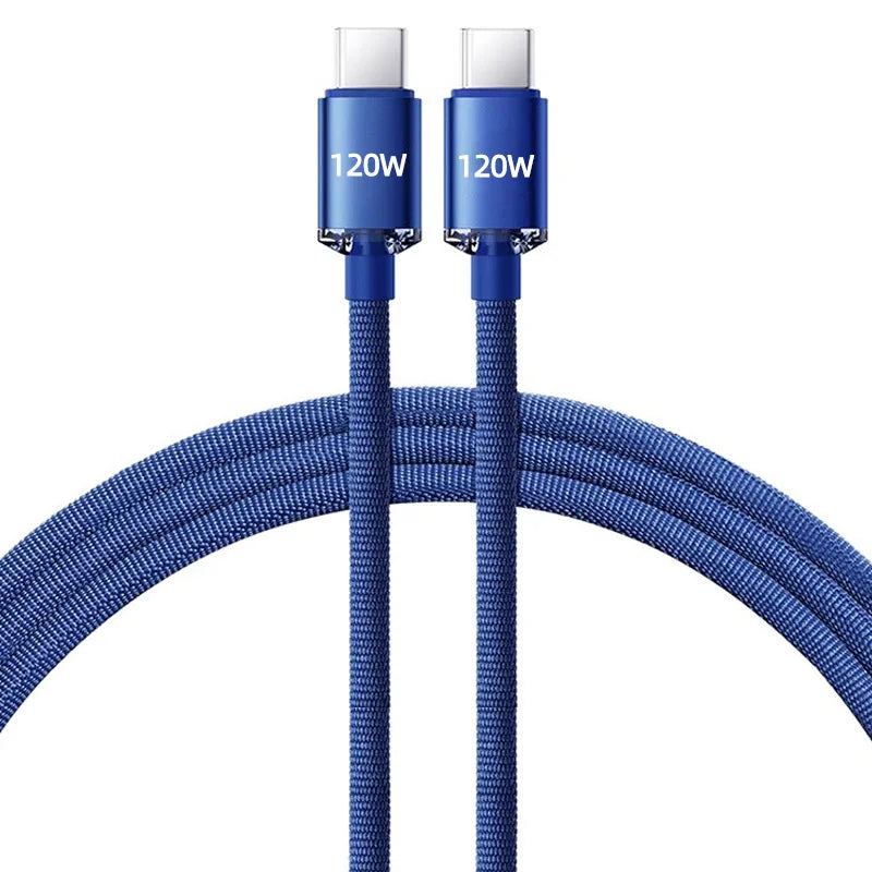 Cable USB tipo C a tipo C de 120W para iPhone 15 Pro Max, Cable de datos de carga rápida PD para Xiaomi 14, Redmi Oneplus 12, POCO X6, OPPO, Samsung