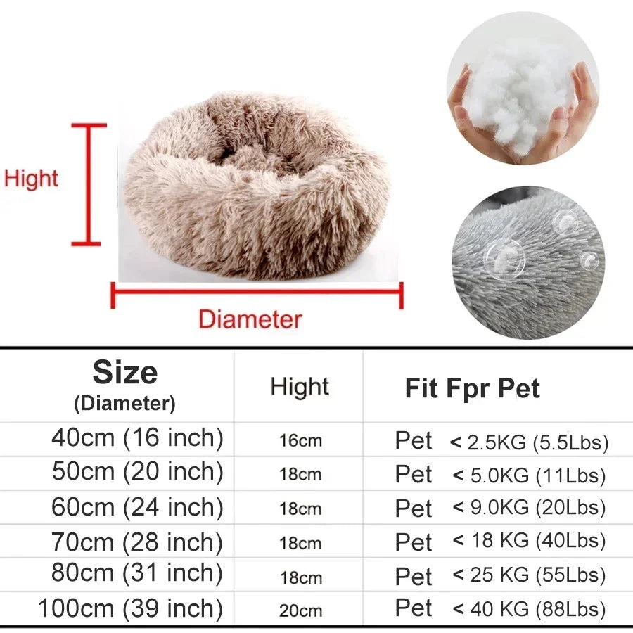 Super Soft Round Pet Bed Long Plush Dog House for Medium Dogs 