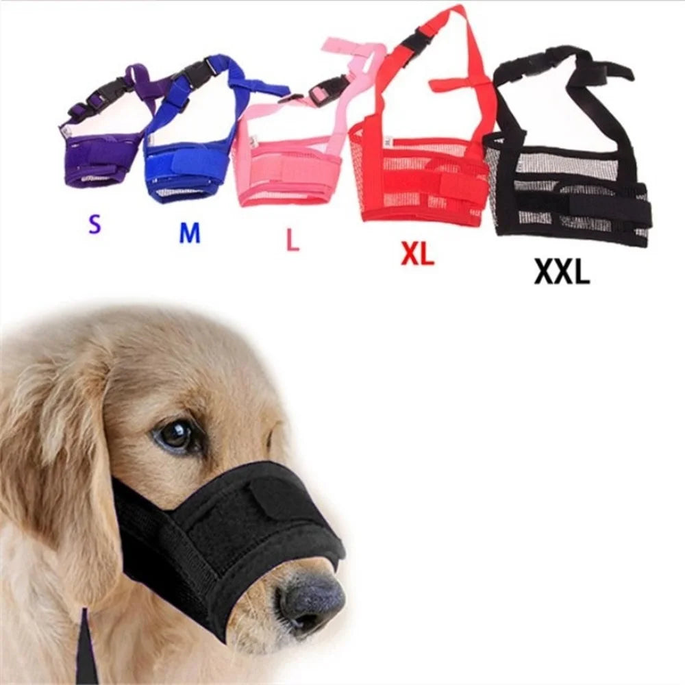 Anti Bark Muzzle for Small Large Dogs Adjustable Mesh Muzzles 