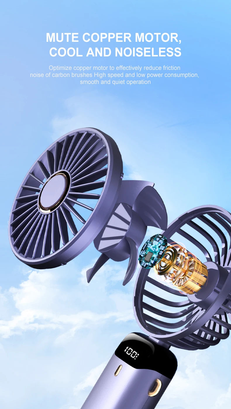 Mini USB Handheld Fan Portable Folding Neck Hanging Fan 