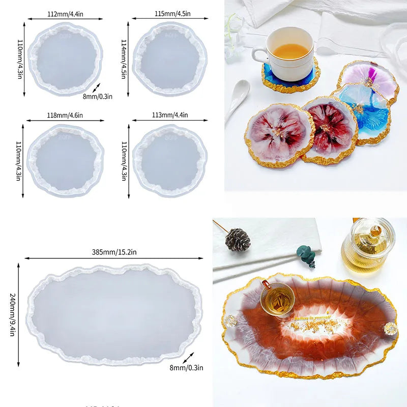 Molde de silicona de cristal DIY, plato de fruta de tres capas, disco de placa de té, moldes de resina epoxi, almohadilla de taza, molde para arte de resina, decoración del hogar