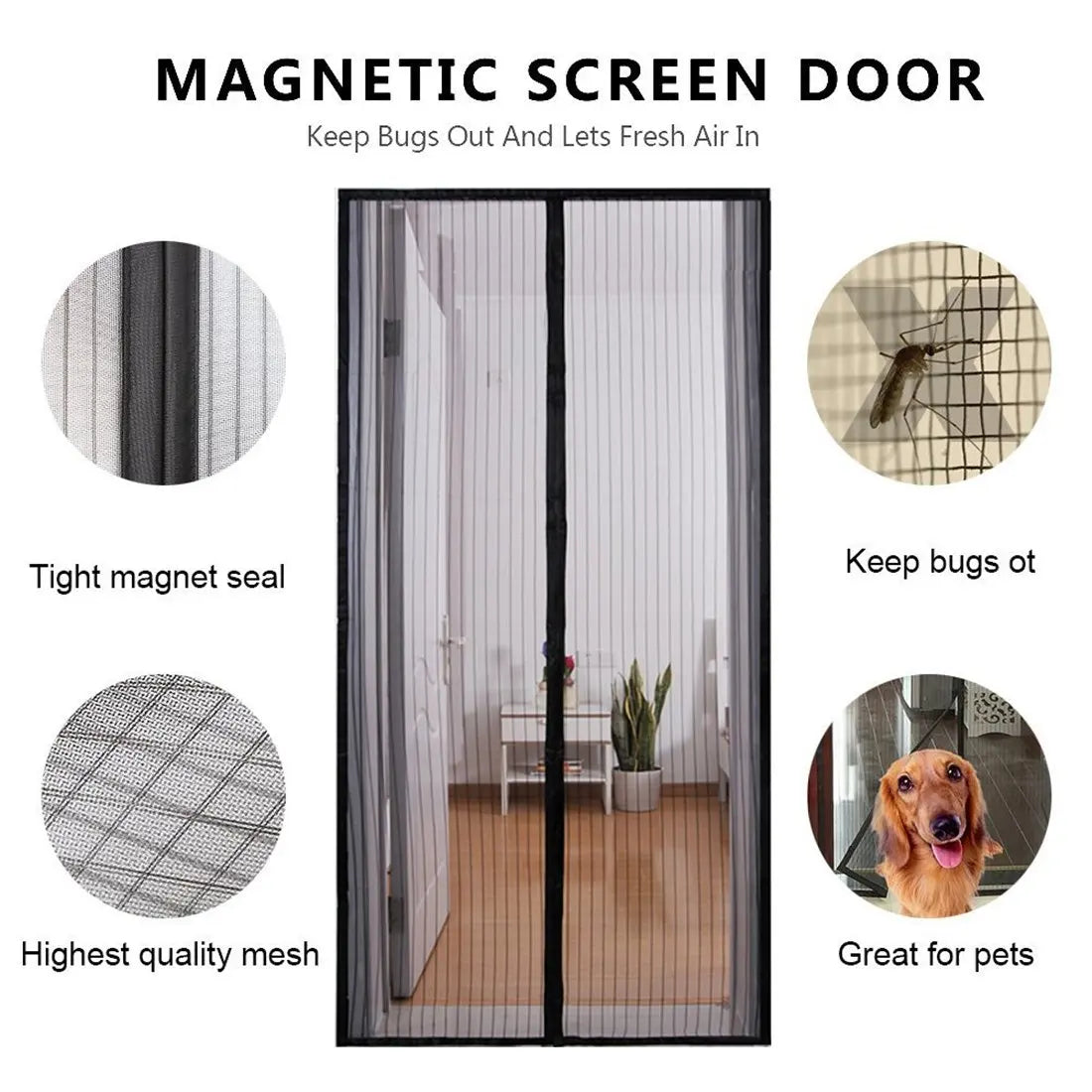 No Drilling Magnetic Door Curtain Automatic Closing Anti Mosquito 