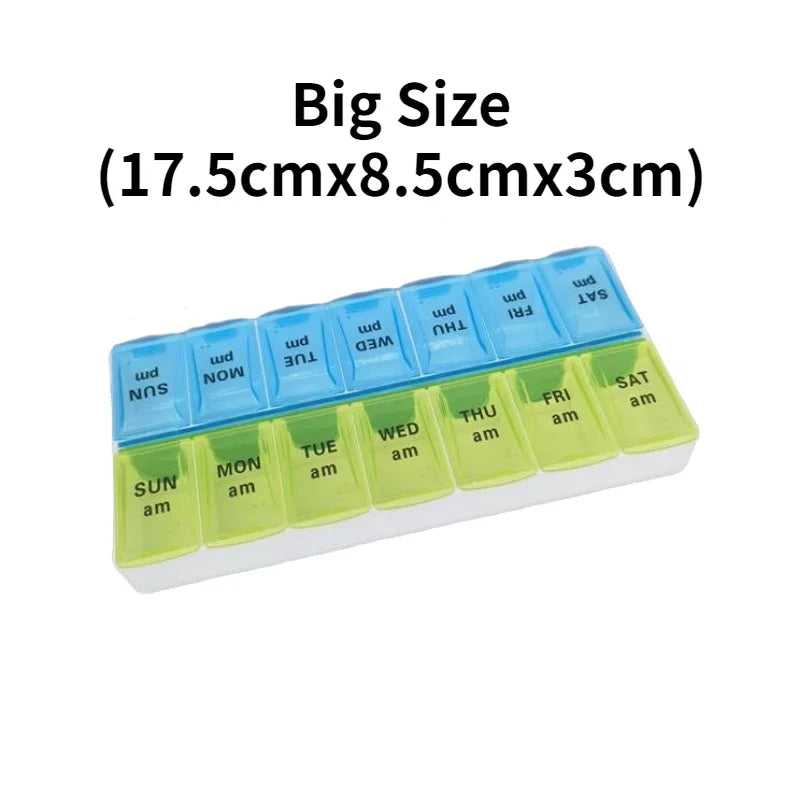 Weekly Portable Travel Pill Box 7 Days Organizer 14 Grids Cont