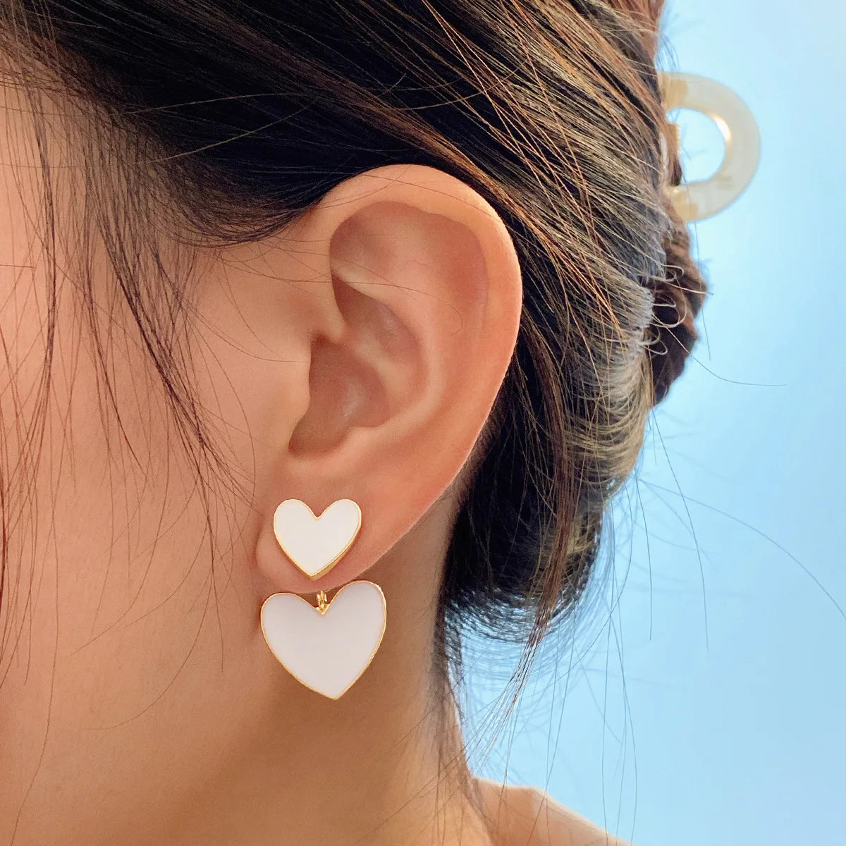 Pendientes de tuerca con forma de corazón para mujer, aretes colgantes de amor,