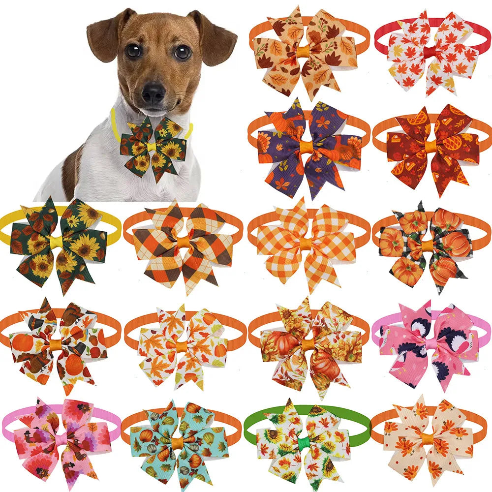 50pcs Thanksgiving Small Dog Bows Grooming Product