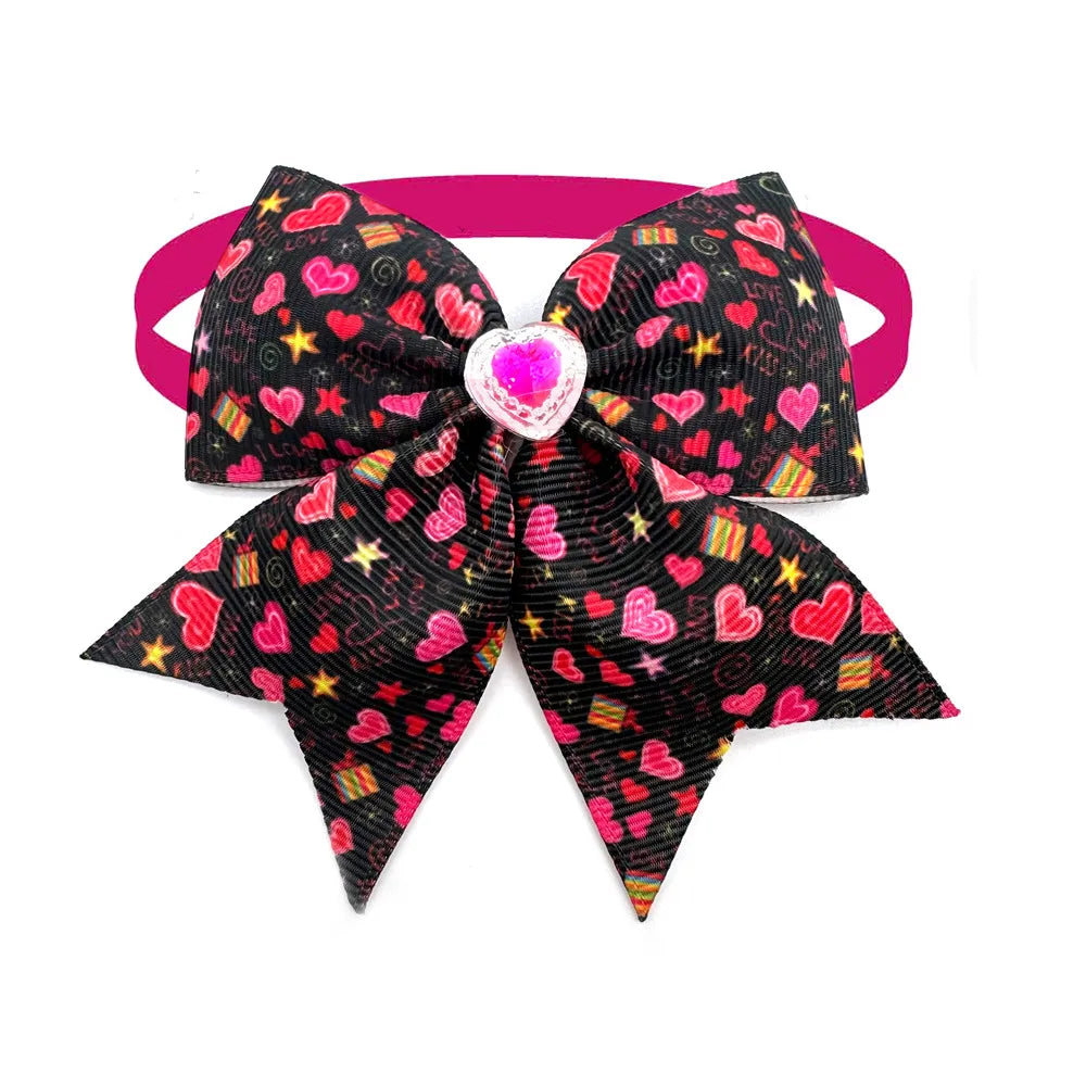 50/100 Pieces. Valentine's Day style small dog bow dog grooming product love.