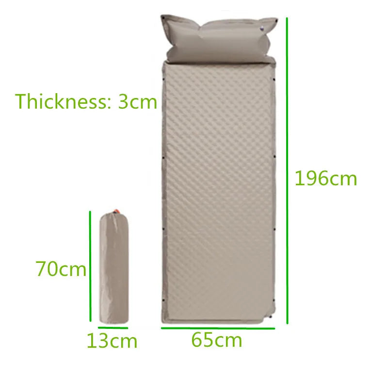 Colchoneta inflable para acampar, colchón de autoinflado, grueso, empalmado, ti