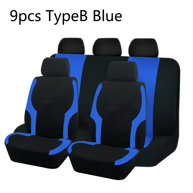 AUTO PLUS Juego de fundas de asiento de coche de poliéster, universales, deportivas, se ajustan a la mayoría de coches, de tela lisa, Bicolor, elegantes accesorios de coche, Protector de asiento