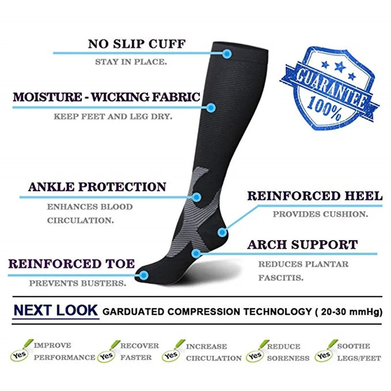 Running Compression Stockings Marathon Hiking Sports Socks 