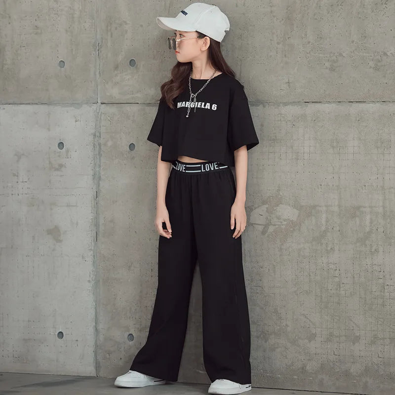 Teenage Girls Summer Clothing Sets Letter Tops and Pant 