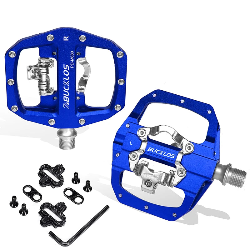 BUCKLOS PD-M680 Double Flat &amp; Lock MTB Bike Pedals 