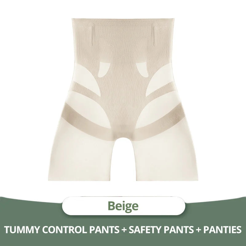 Flarixa Ultra-thin Ice Silk Shapewear High Waist Slimming Belly Panties Women Tummy Control Underwear Safety Underskirt Pants 